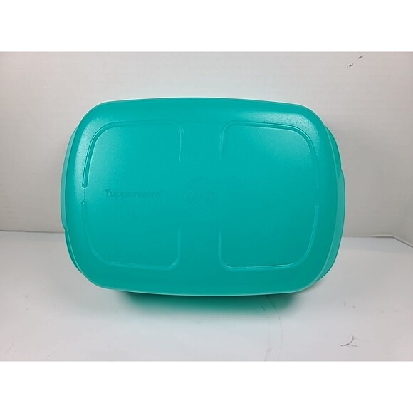 Tupperware Crystalwave Microwave Bowl 4 Cups Rectangular Container Teal / Purple - Picture 6 of 8